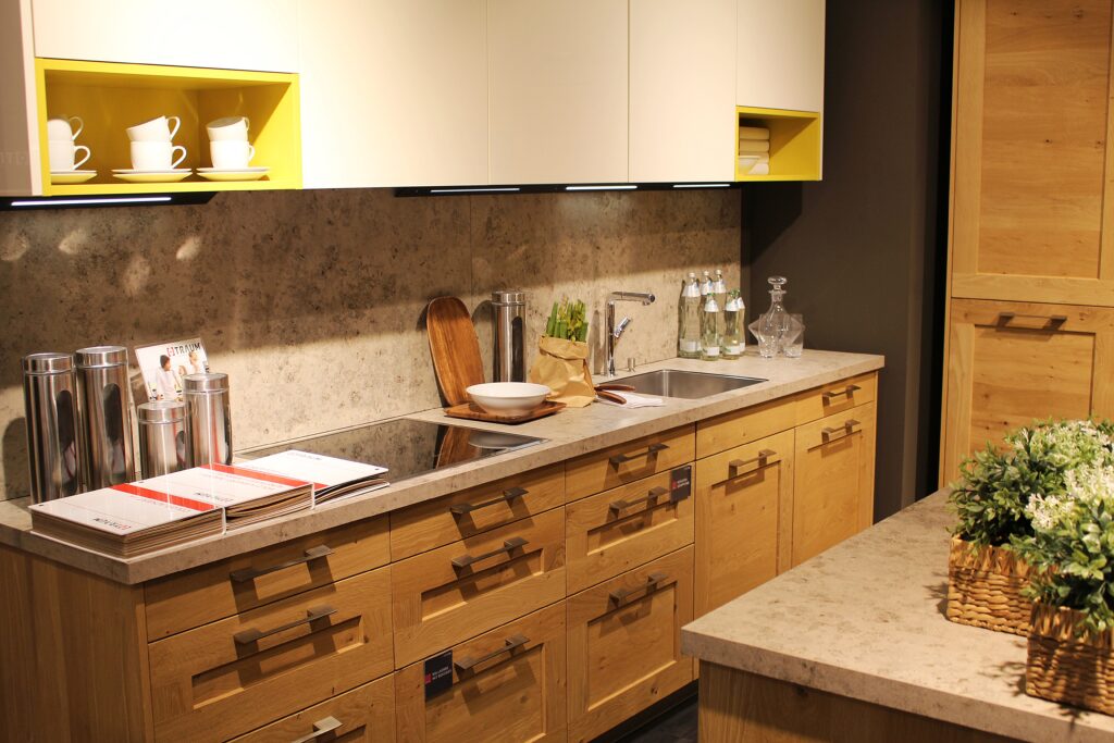 white and wood custom cabinet